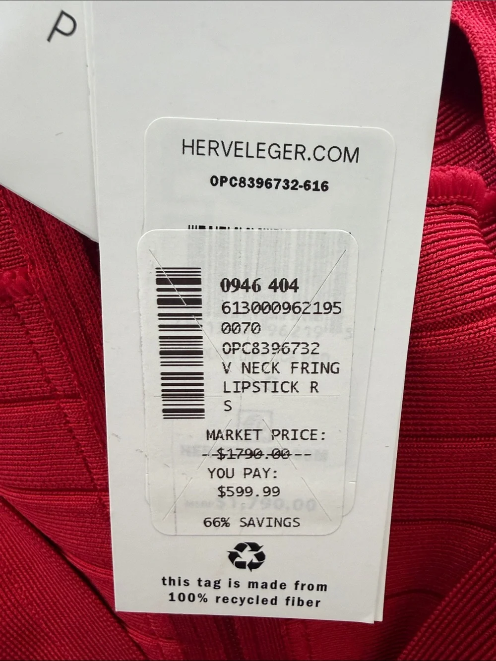 Herve Leger Crimson Red Fringe Bandage Midi Dress - Picture 4 of 4